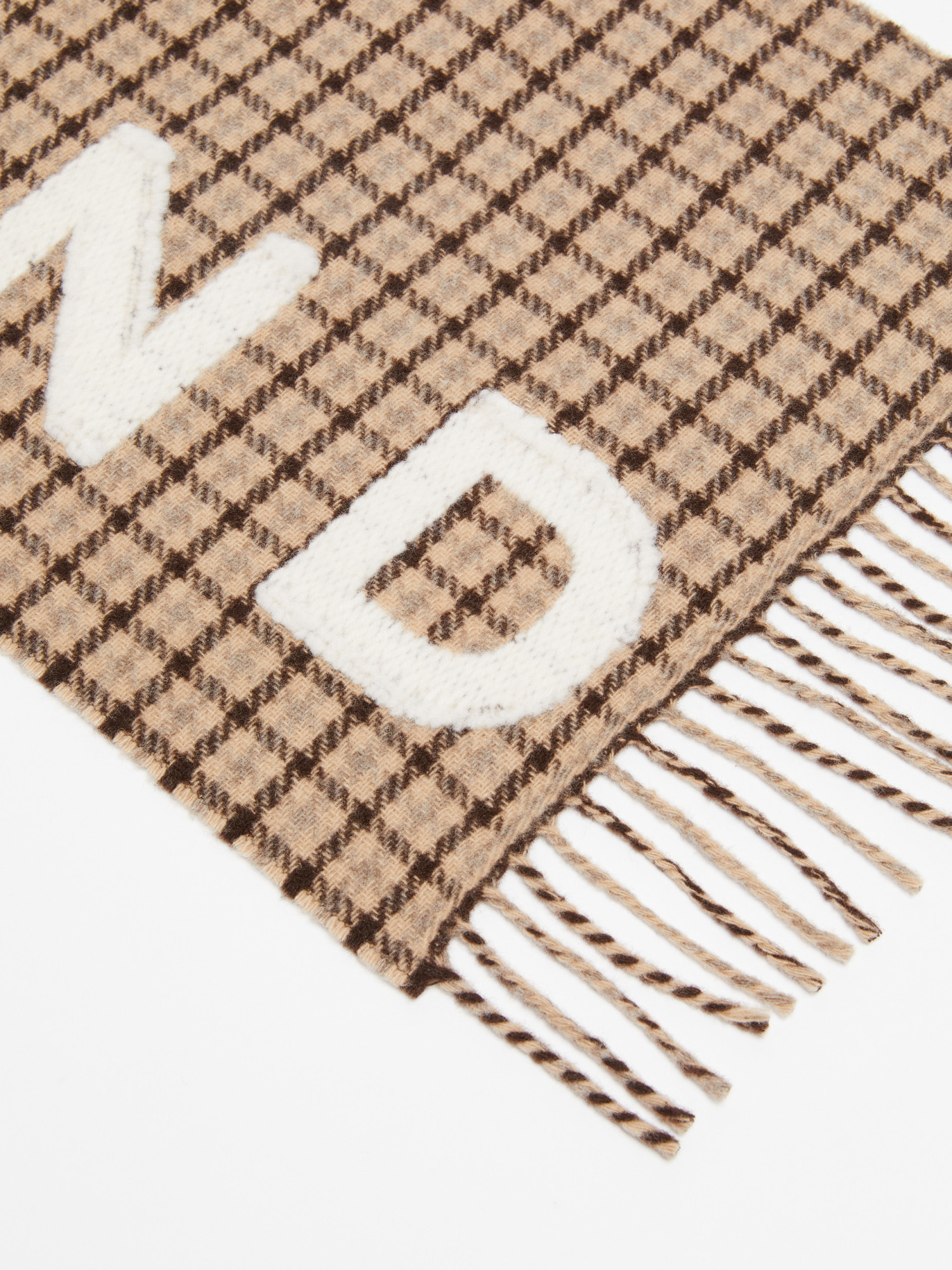 Weekend Max Mara Logo Wool Scarf In Nude