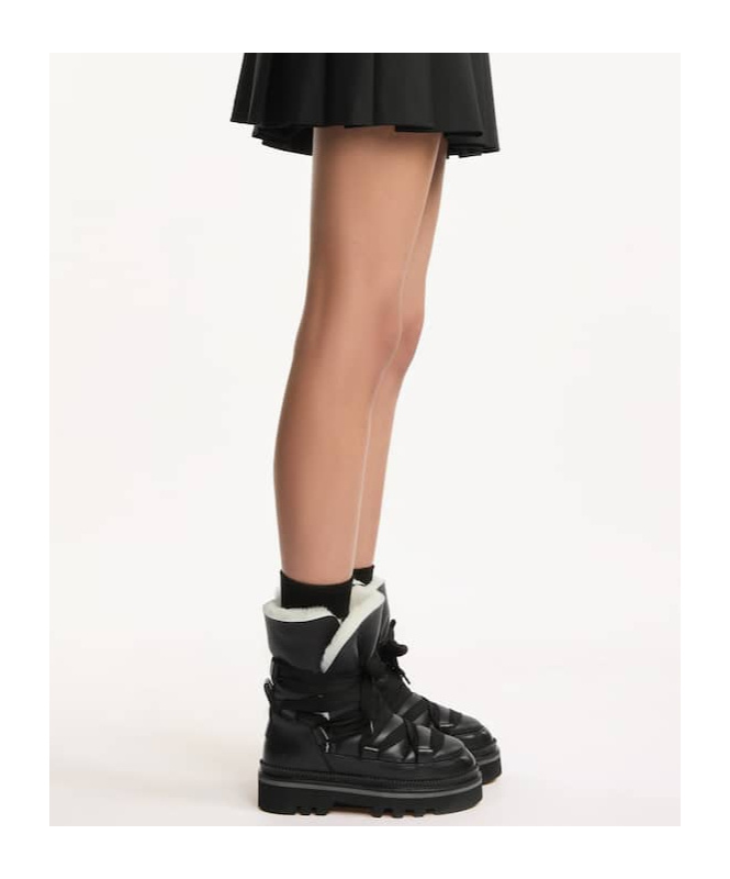 Hogan Faux-fur Trim Ankle Boots In Black