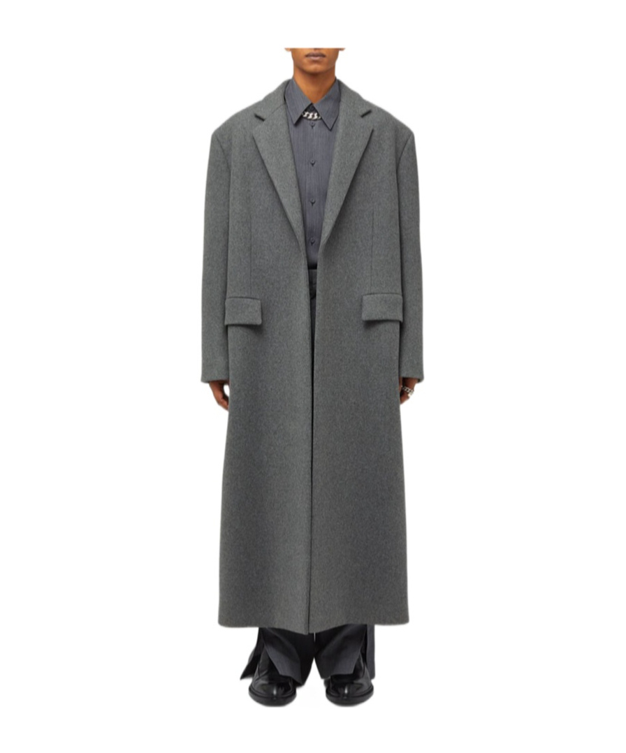 Jil Sander Mens Single-breasted Two-flap-pockets Relaxed-fit Wool Coat Pebble In Black