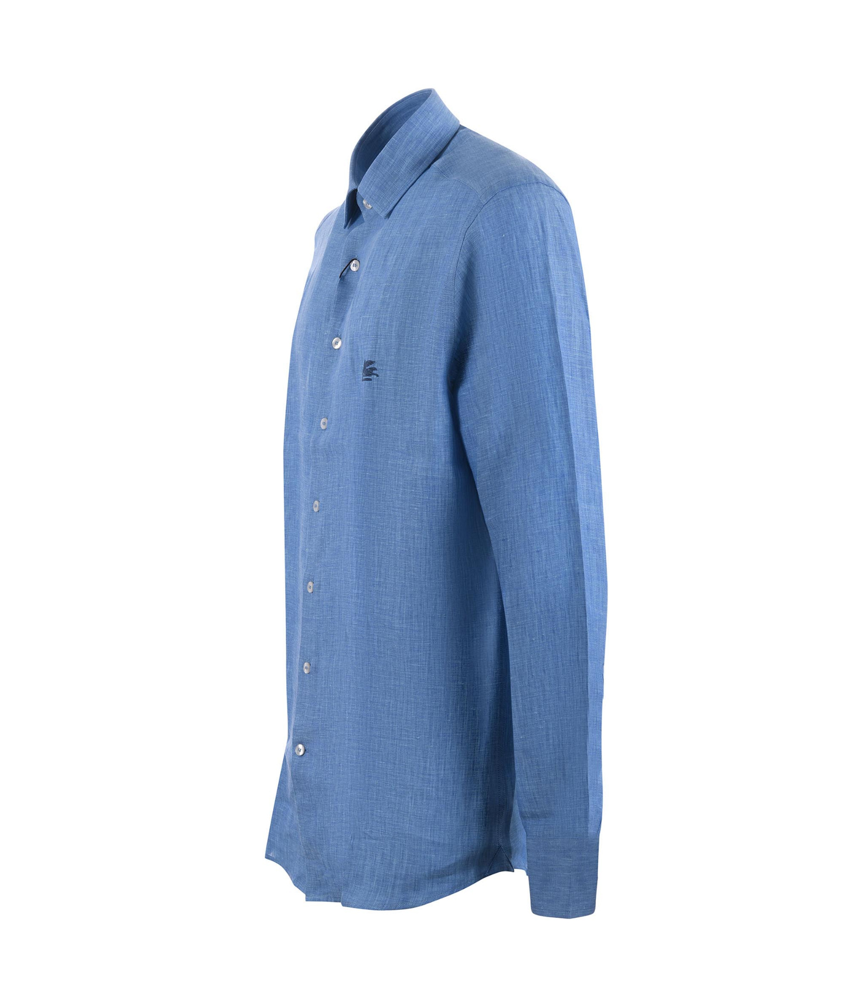 Etro Pegaso-embroidered Long-sleeved Shirt In Blue
