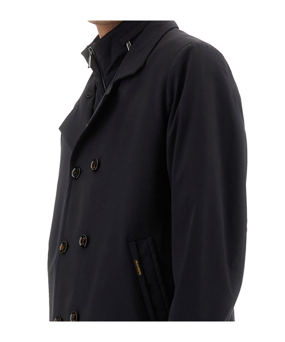 Moorer Double-breasted Jacket Lined Hidden Hood In Black