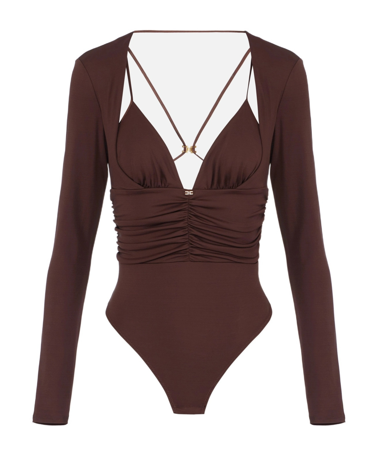 Elisabetta Franchi Long-sleeved Ruched Bodie In Multi
