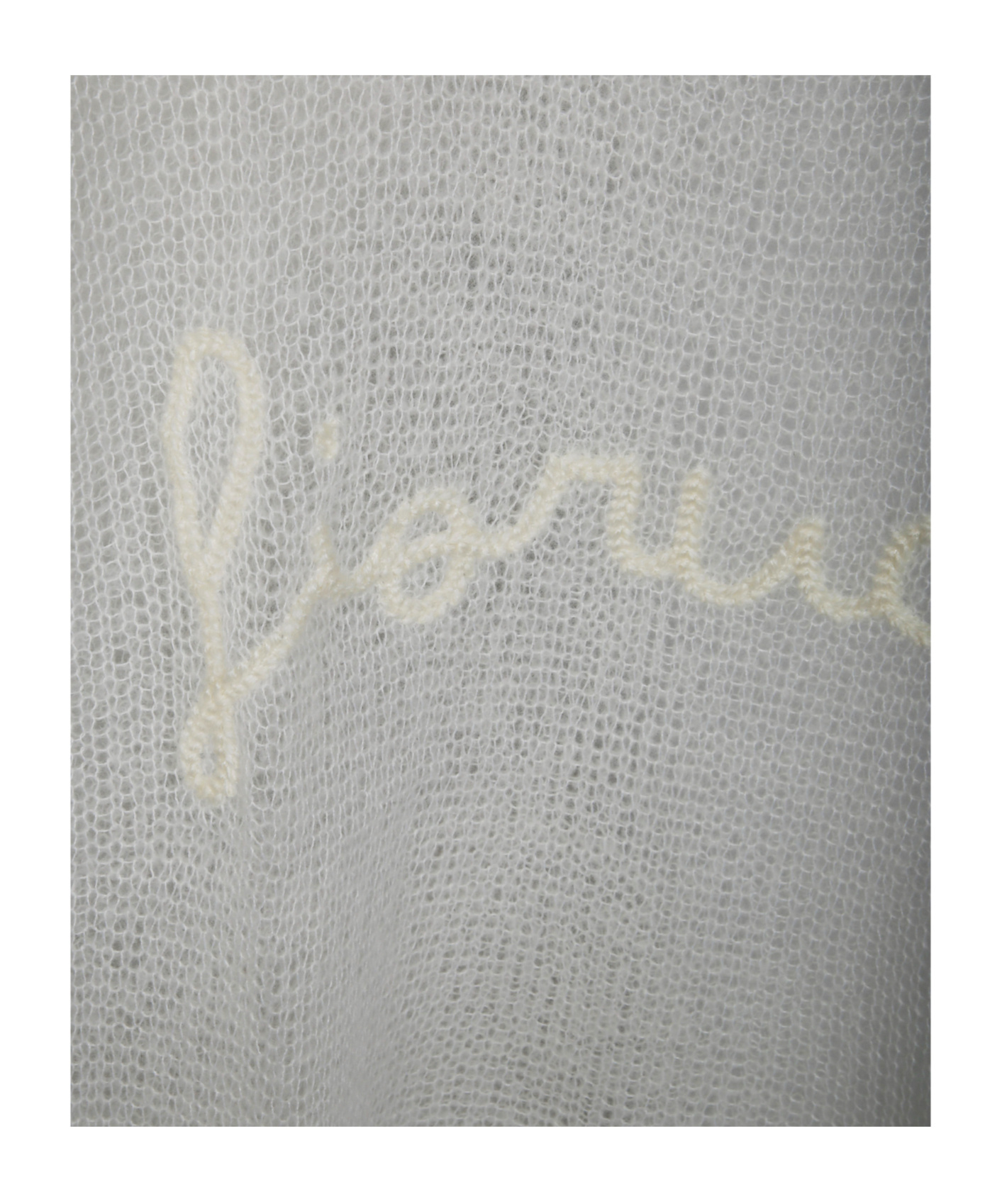 Fiorucci Lightweight Semi-sheer Knit Sweater With Subtle Script Detail In White