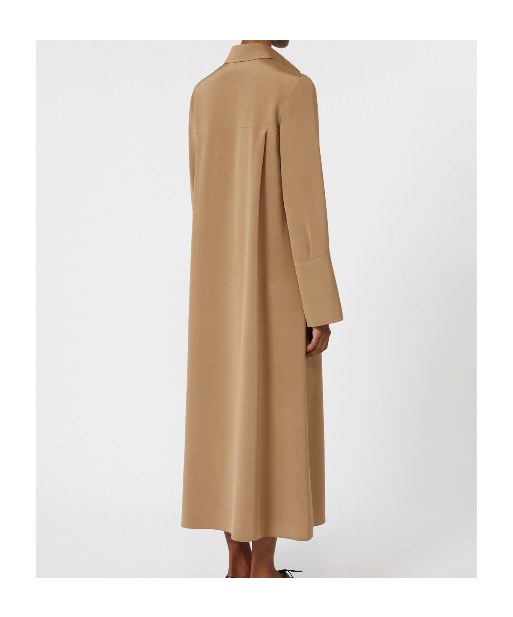 Max Mara Button-cuff Silk Dress In Brown