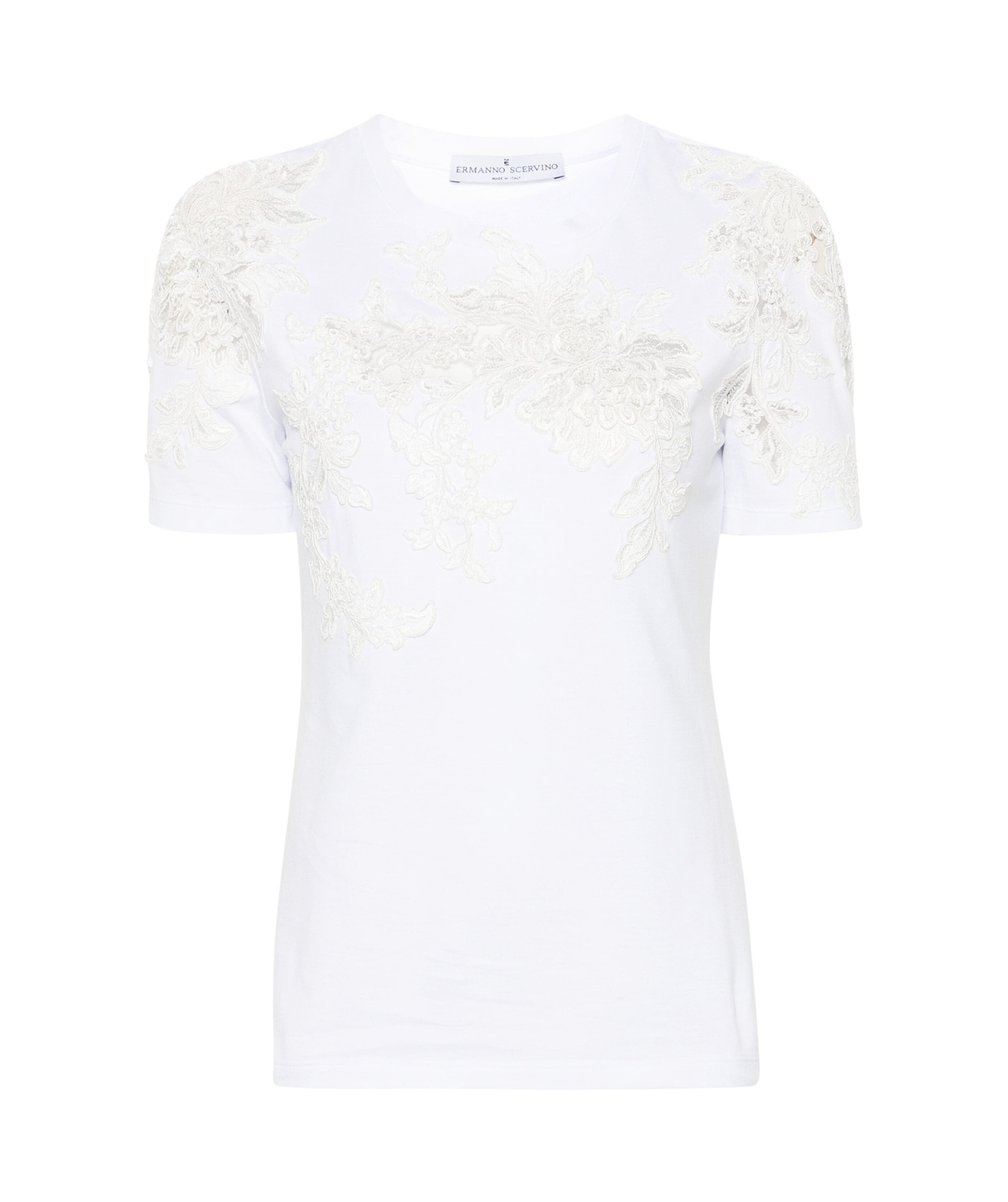 Ermanno Scervino Floral-appliqué Cotton T-shirt In White