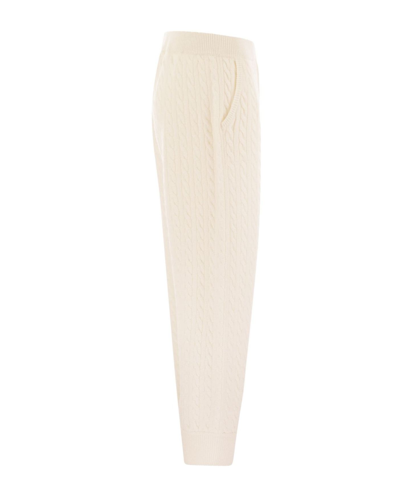 Brunello Cucinelli Women's Cashmere Cable Knit Trousers In White