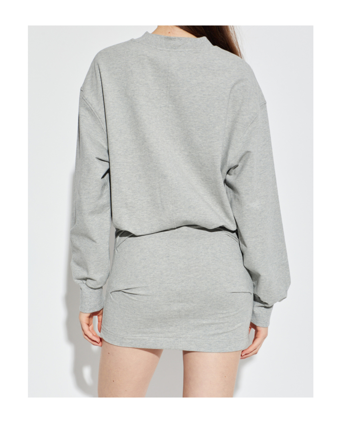Attico Long-sleeve Ruched Mini Dress In Gray