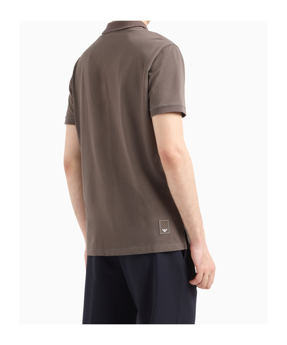 Emporio Armani Travel Essential Piquet Polo Shirt In Gray