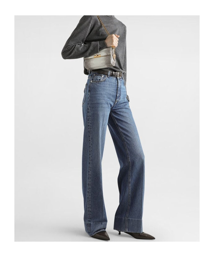 Dolce & Gabbana High-waist Wide-leg Trousers Crease Effect In Blue
