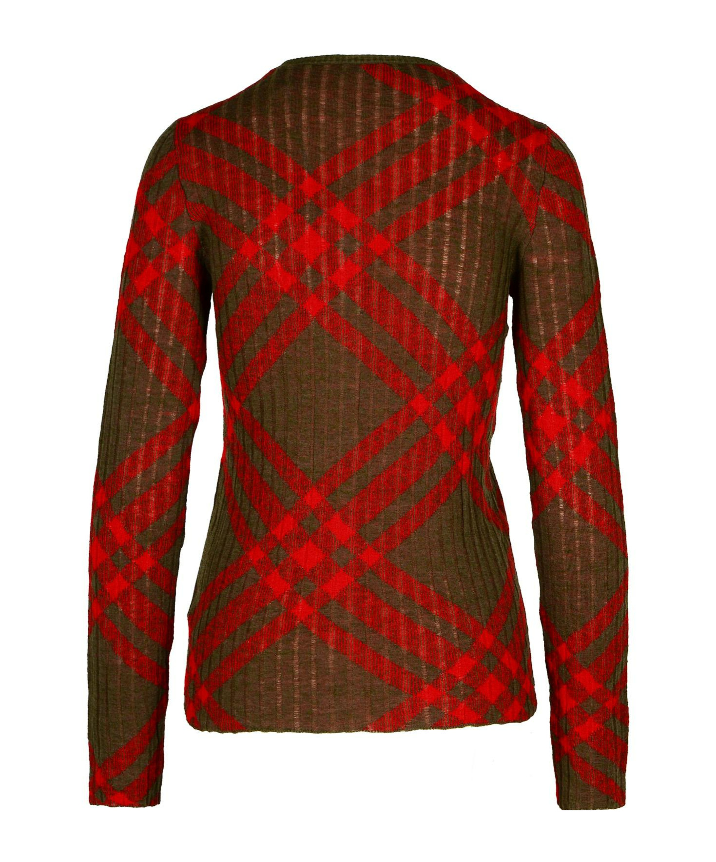 Burberry Sheer Ribbed Crewneck Knitwear Long Sleeves In Brown