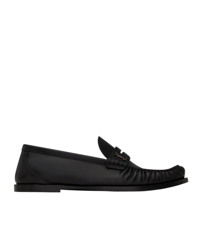 Saint Laurent Round Head Loafer Shoes In Black