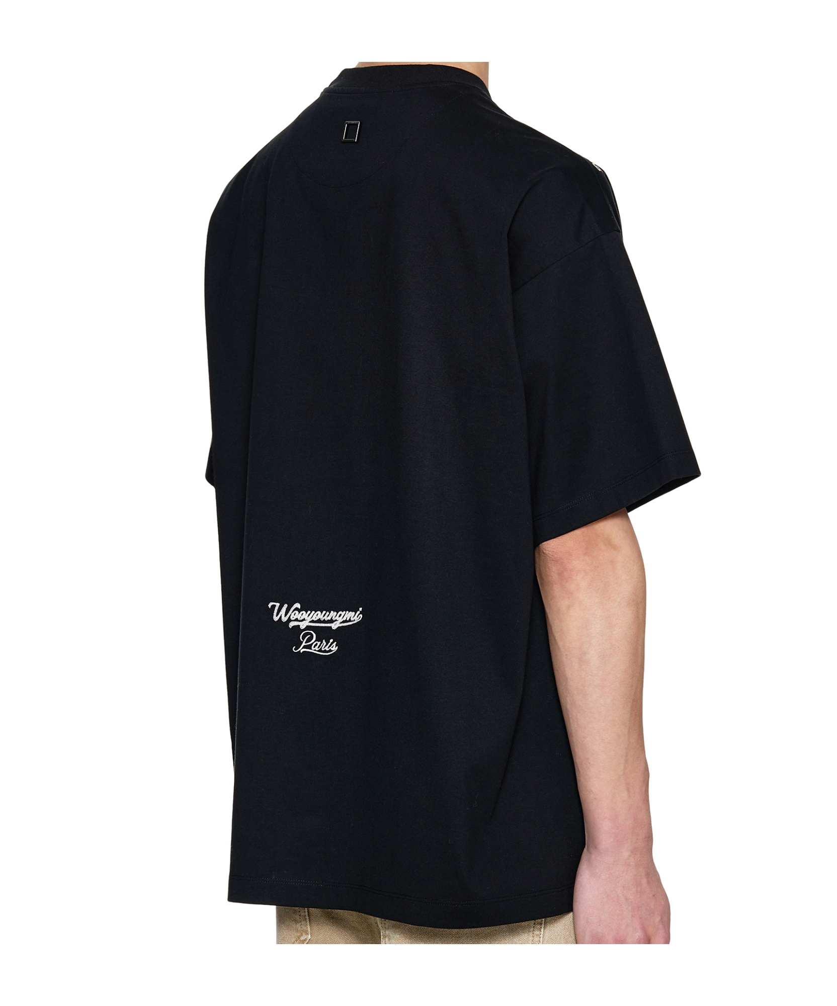 Wooyoungmi Crew Neck Cotton T-shirt With Graphic Print In Black