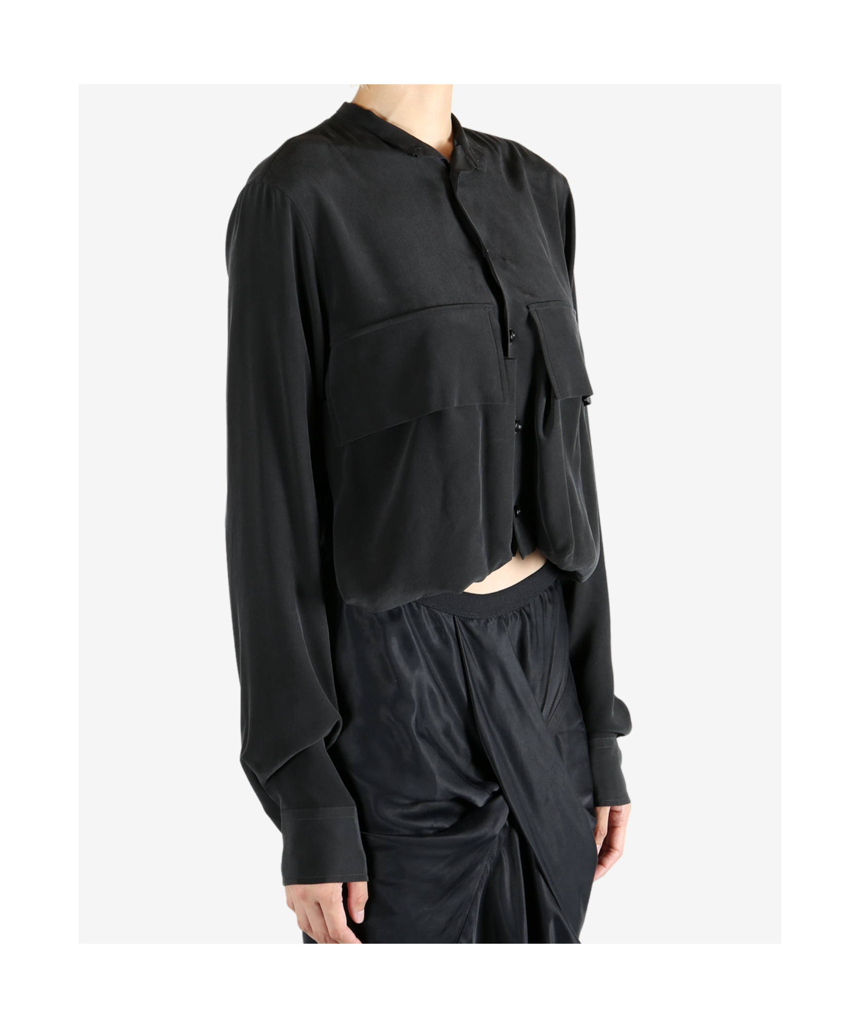 Ann Demeulemeester Karita Cargo Cropped Shirt In Black
