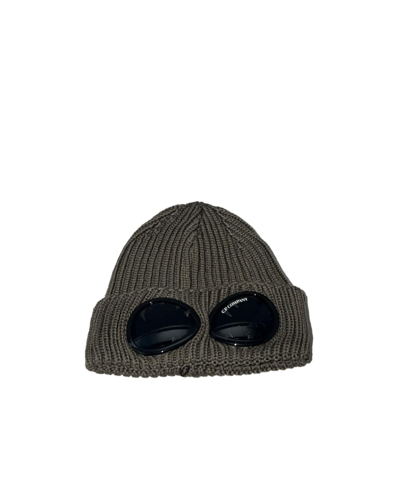 C.p. Company Goggle-detail Ribbed Beanie In Black