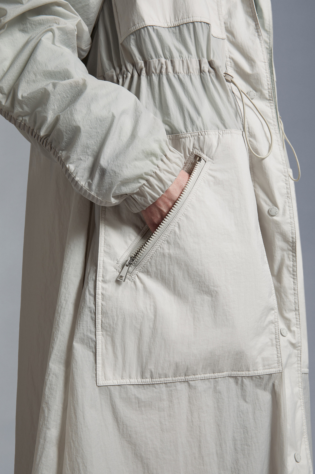 Shop Moncler Potet Parka Coat In Light Gray