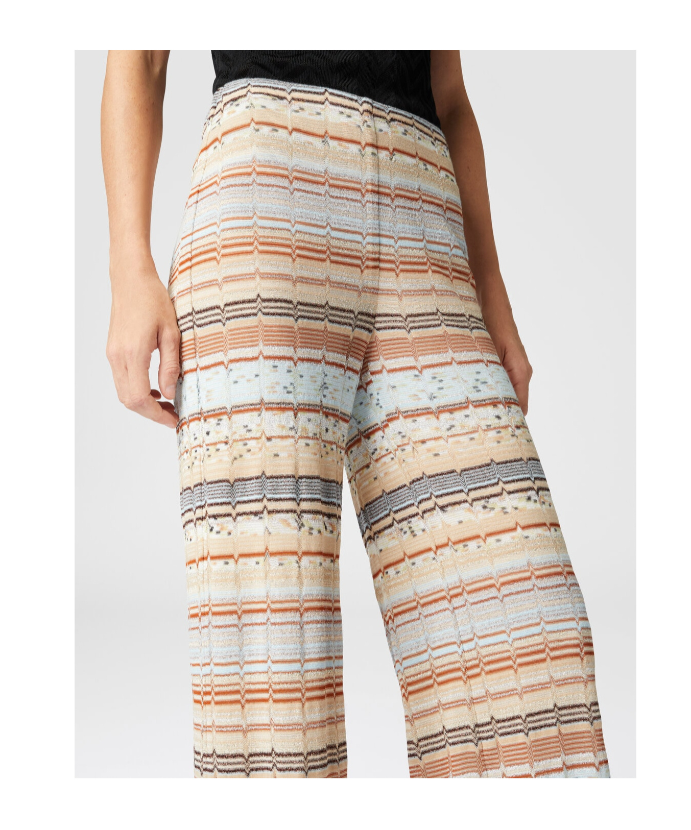 Shop Missoni Striped Palazzo Pants In Nude
