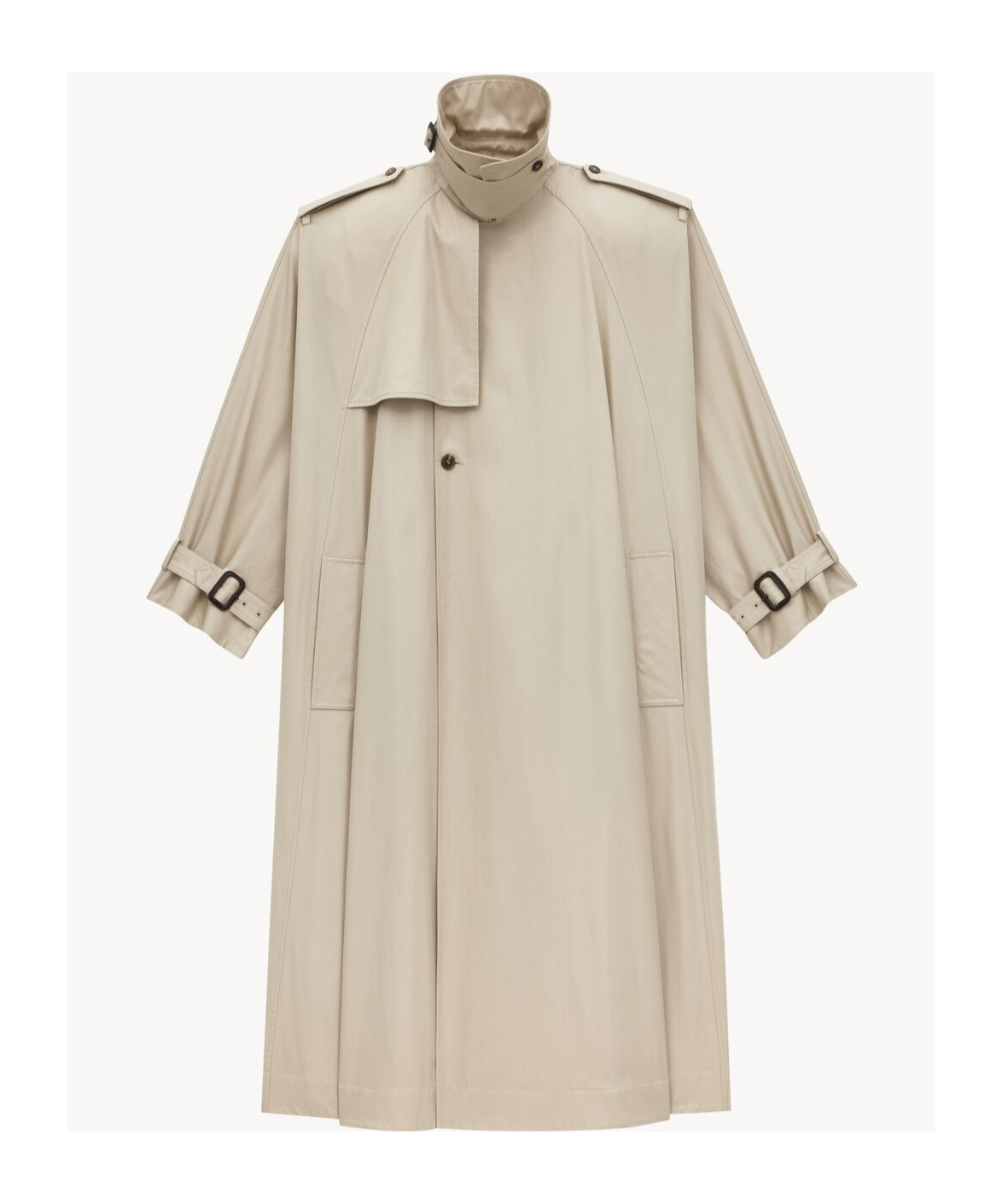 Saint Laurent Cape Trench Coat In Cotton Twill In Light Brown