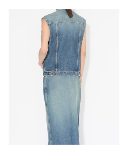 Alaïa Womens Alaia High-neck Faded-wash Regular-fit Denim-blend Vest In Blue