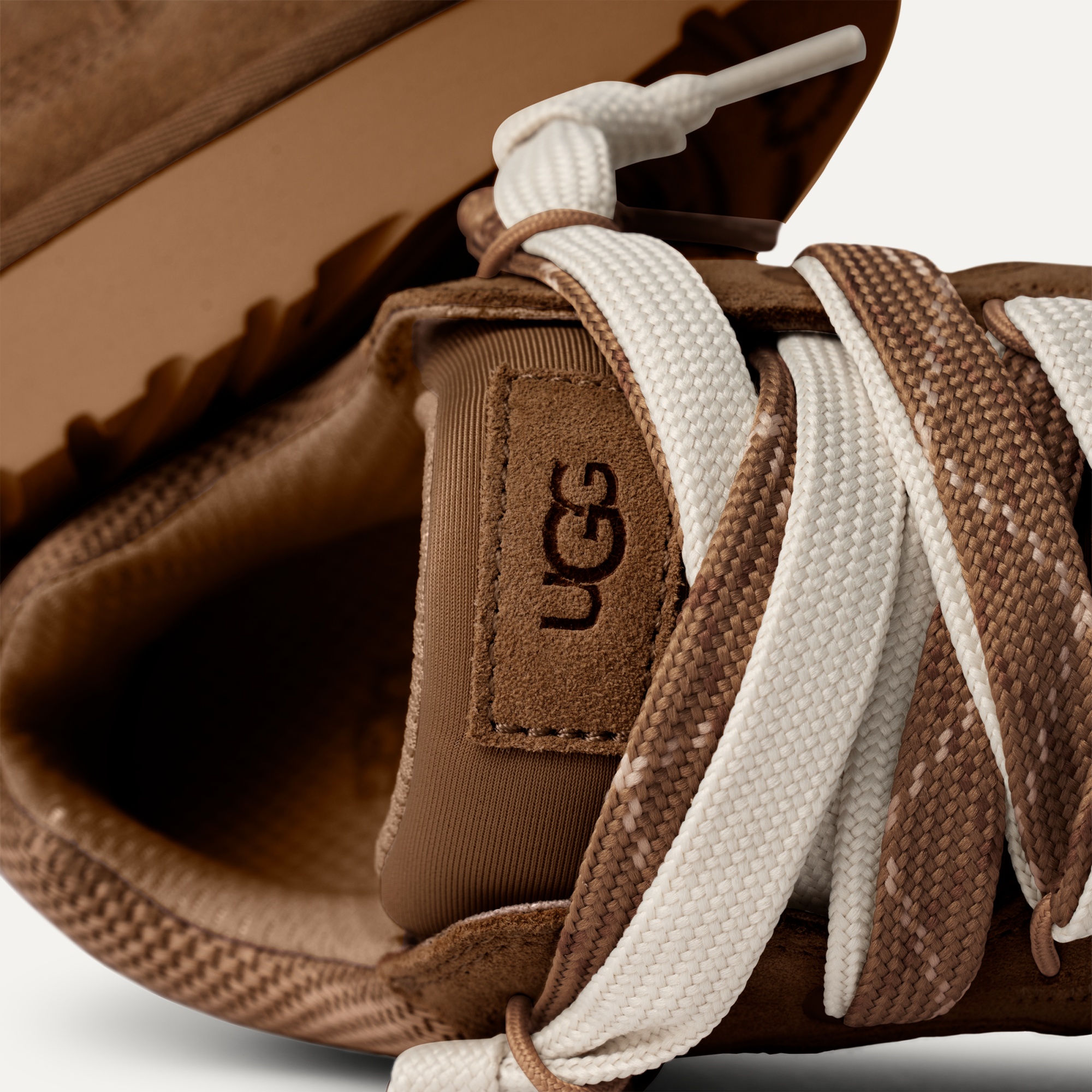 Ugg Suede And Mesh Sneakers With Trekking Laces In Brown