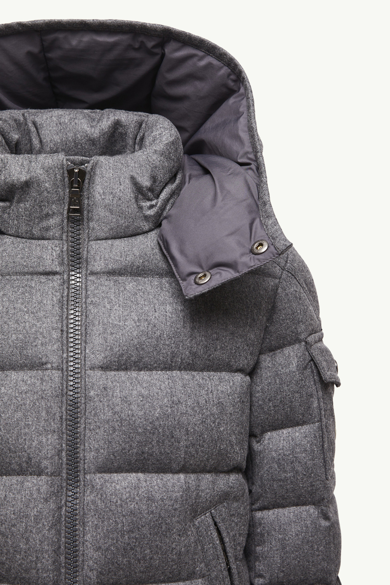 Moncler Montgenevre Hooded Wool Down Jacket In Gray