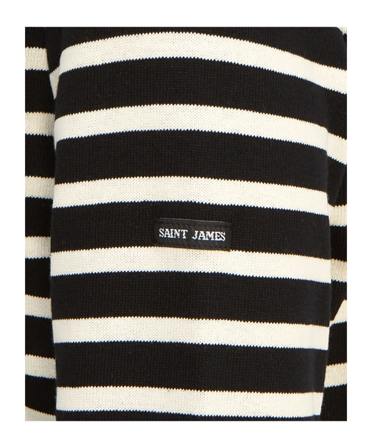 Saint James Cotton Crewneck Embroidered Striped T-shirt In Gray