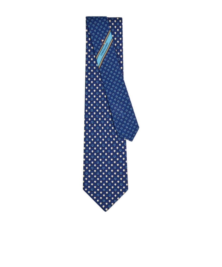 Ferragamo Silk Tie With Golf And Gancini