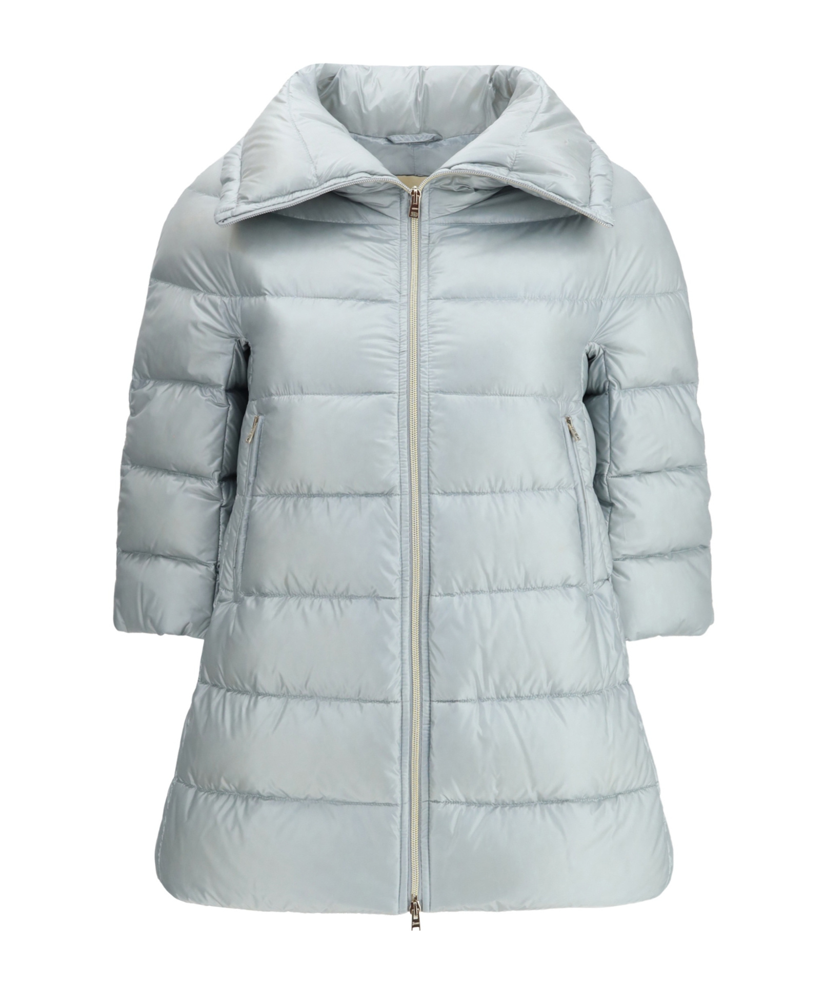 Herno Cleofe High Neck Crop-sleeved Coat In Blue
