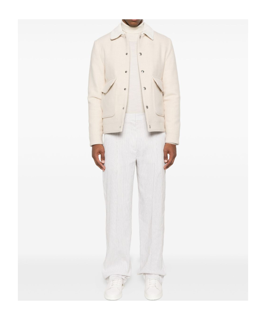 Eleventy Corduroy Collar Button Casual Jacket In Neutral