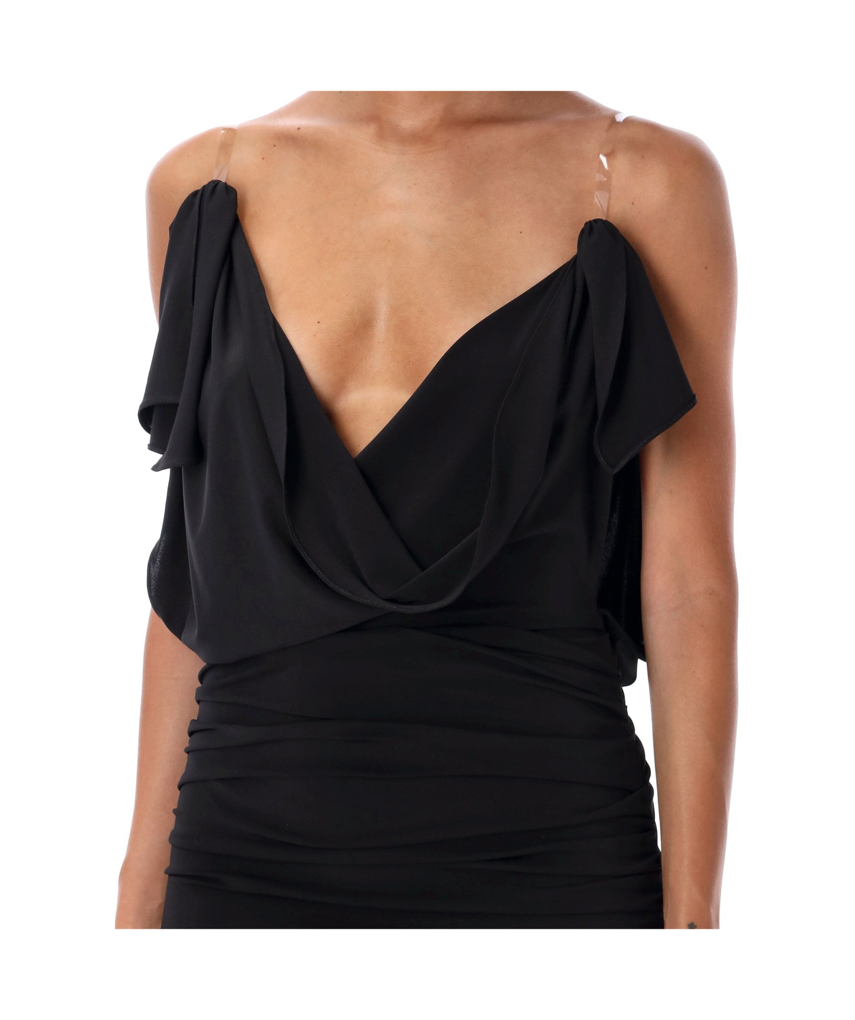 Attico Suspender Deep V Dress In Black
