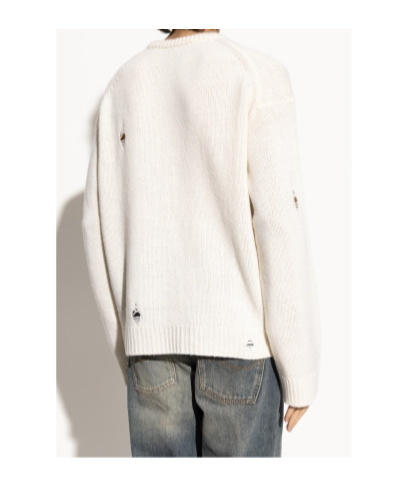 Zadig & Voltaire Skull-embroidered Distressed Sweater In White