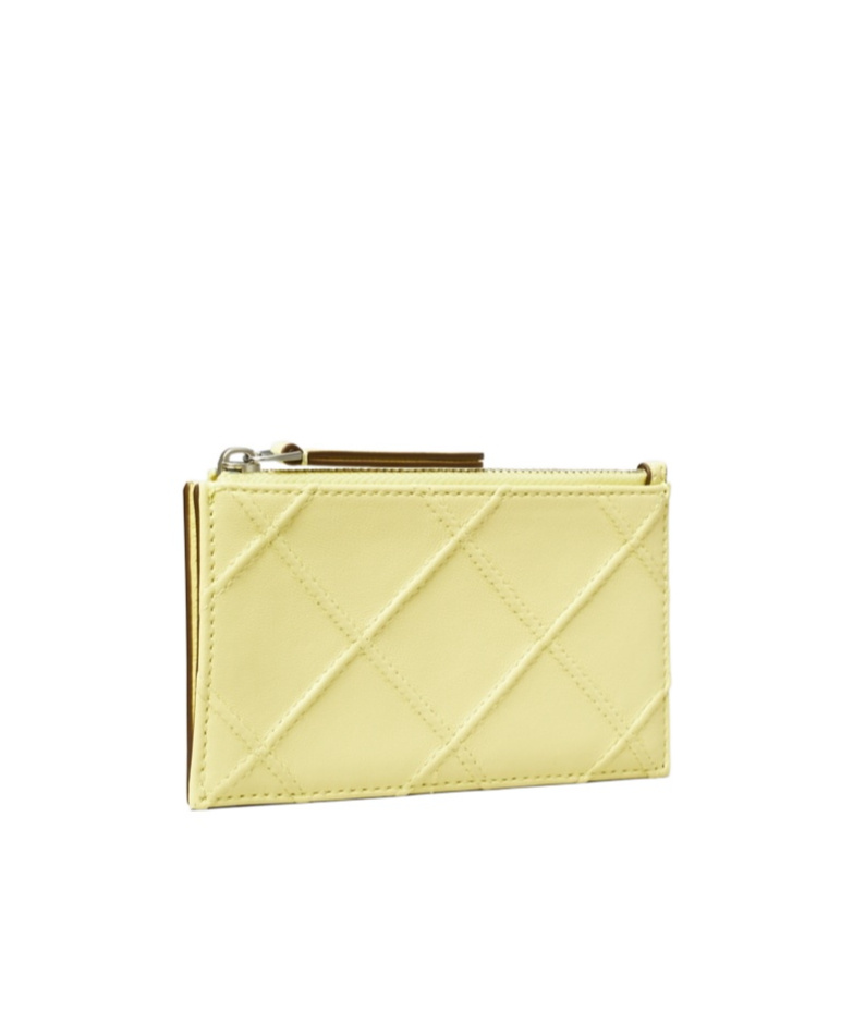 Tory Burch Fleming Soft Zip Card Case In Yellow