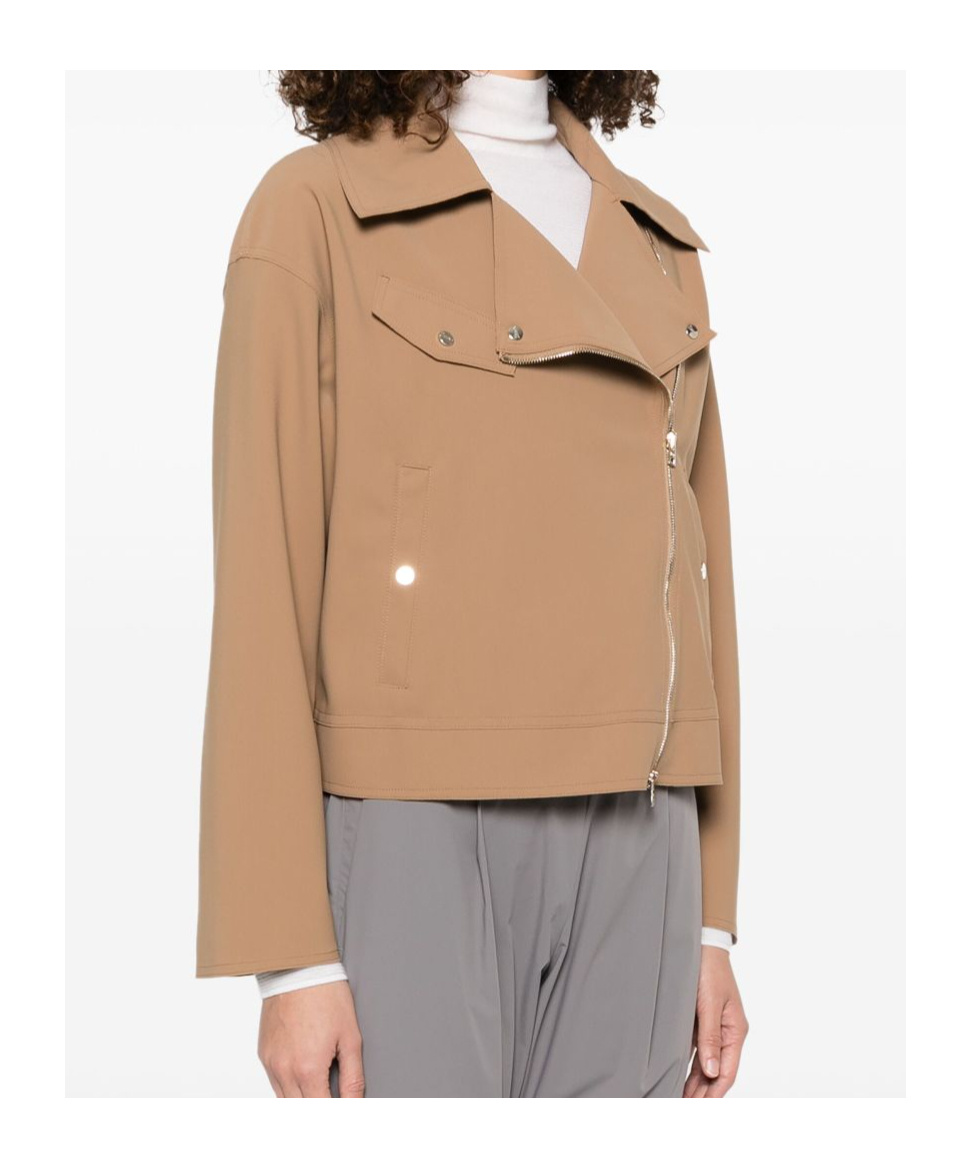 Herno Camel Brown Jacket With Spread Collar In Nude