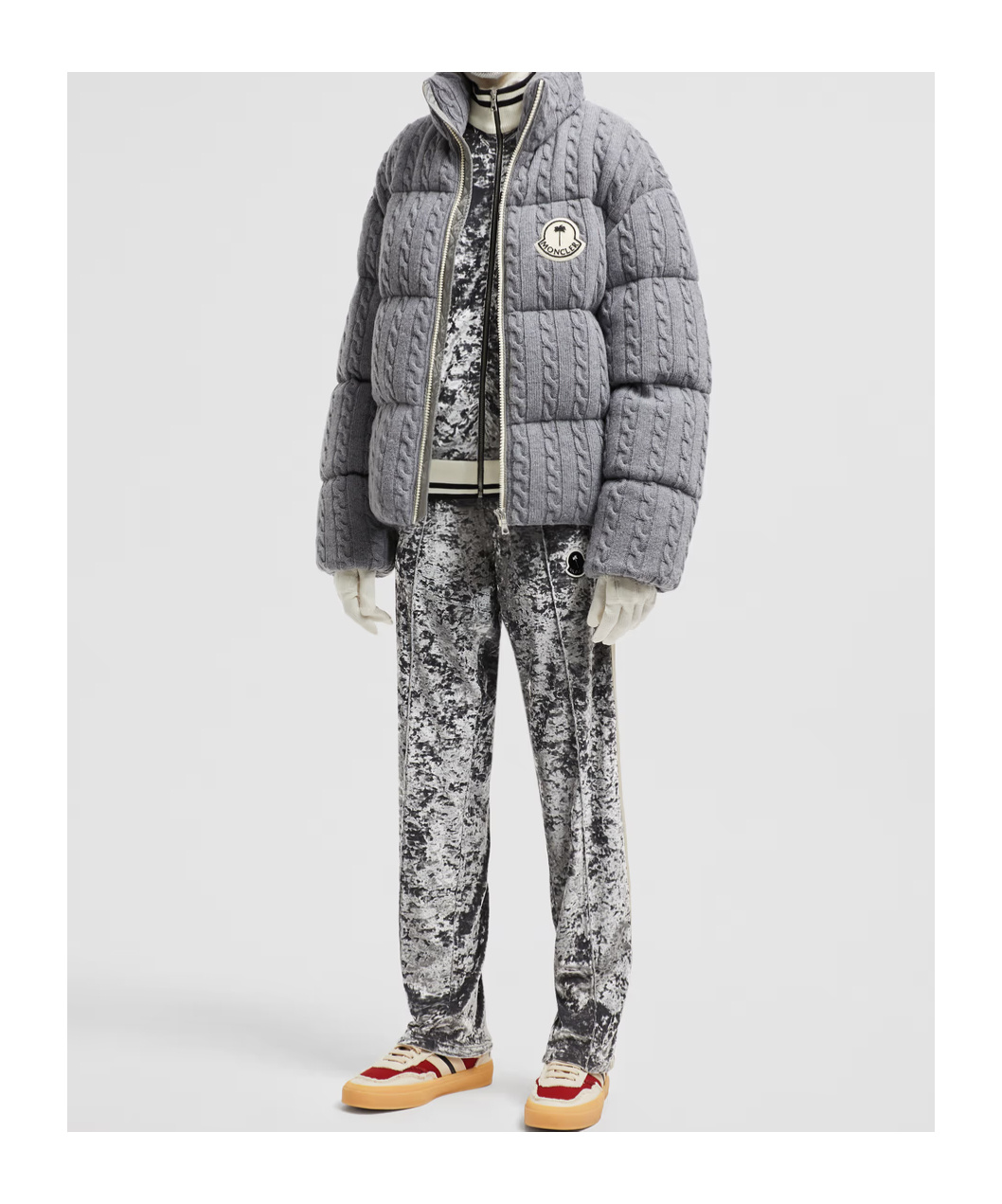 MONCLER MONCLER X PALM ANGELS CHENILLE ZIP-UP TRACK PANTS 