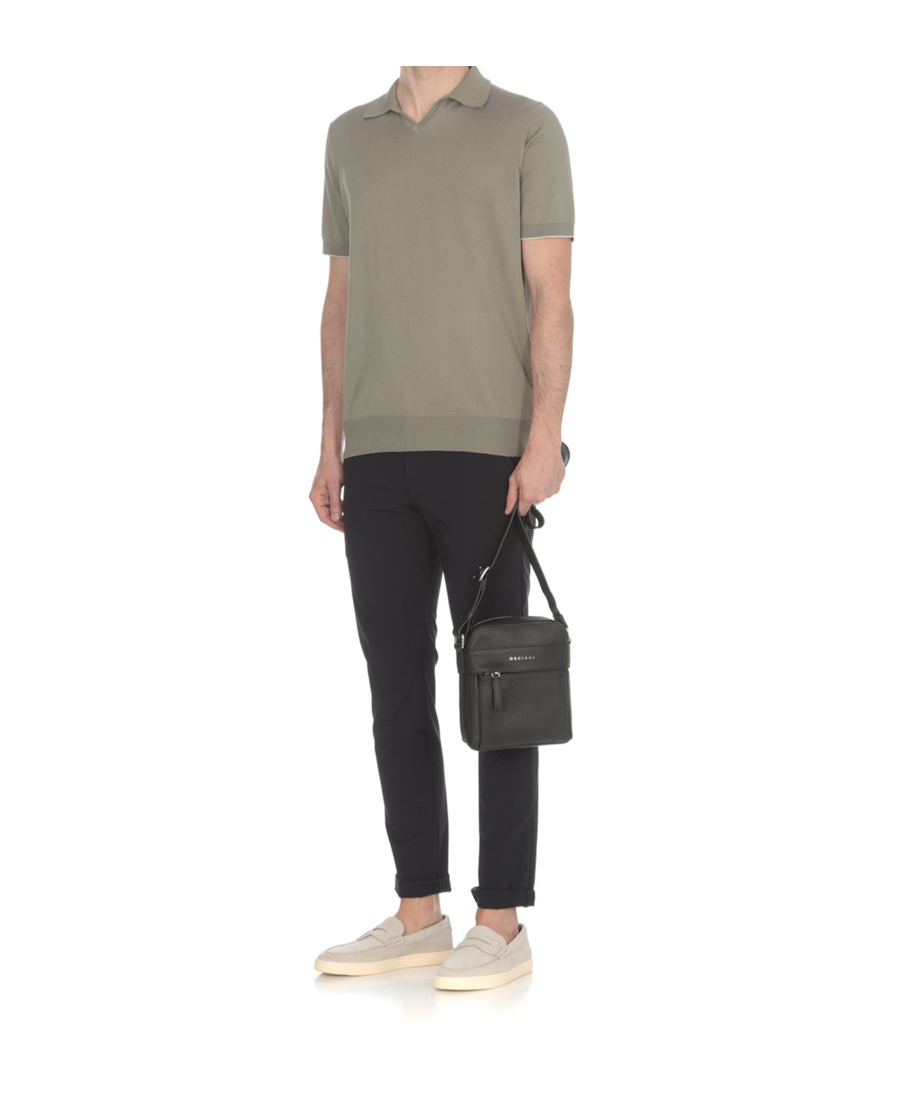 Orciani Zipper Shoulder Bag In Black