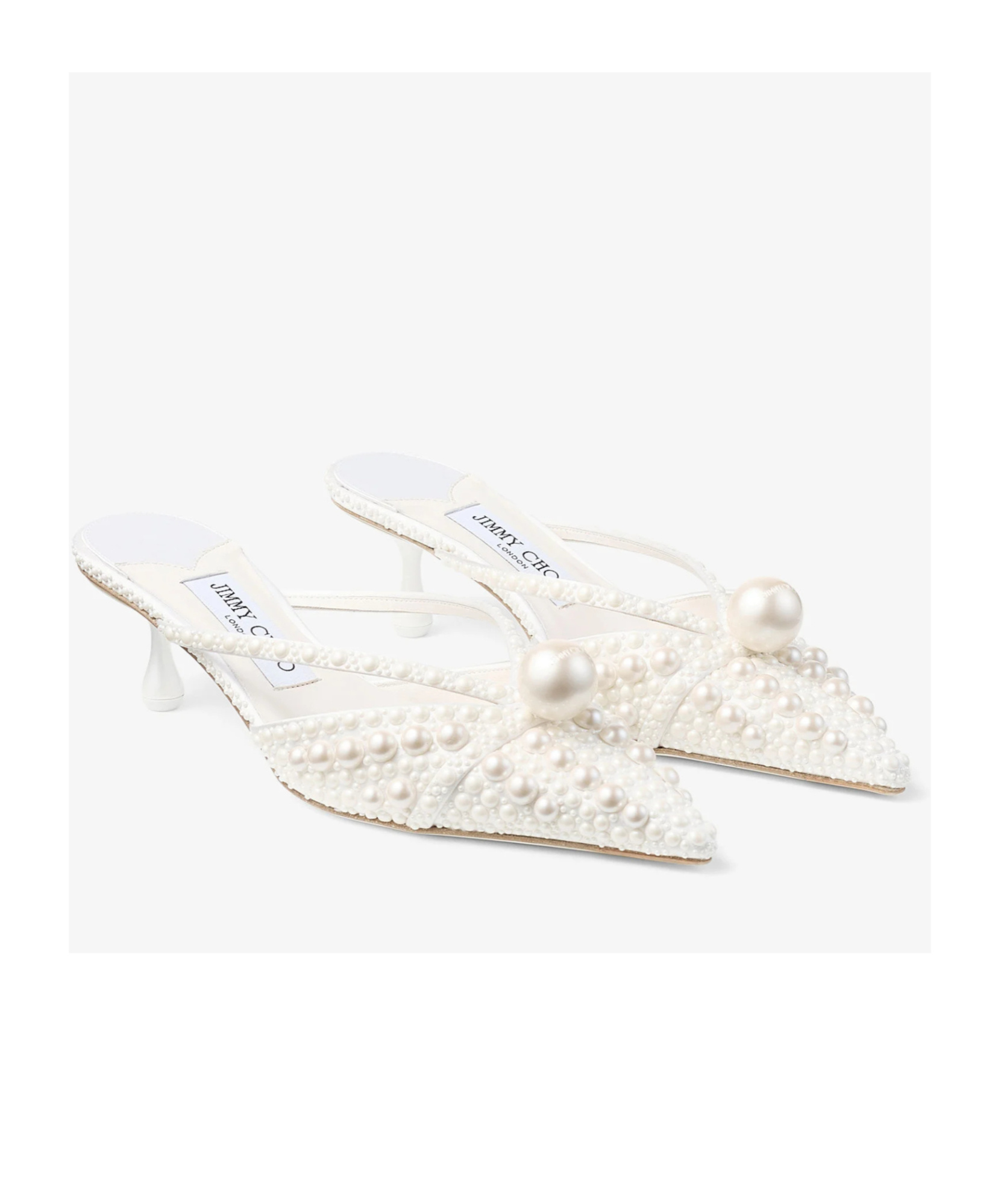 Jimmy Choo 50mm Sana Pearl-embellished Pointed-toe Mules In White
