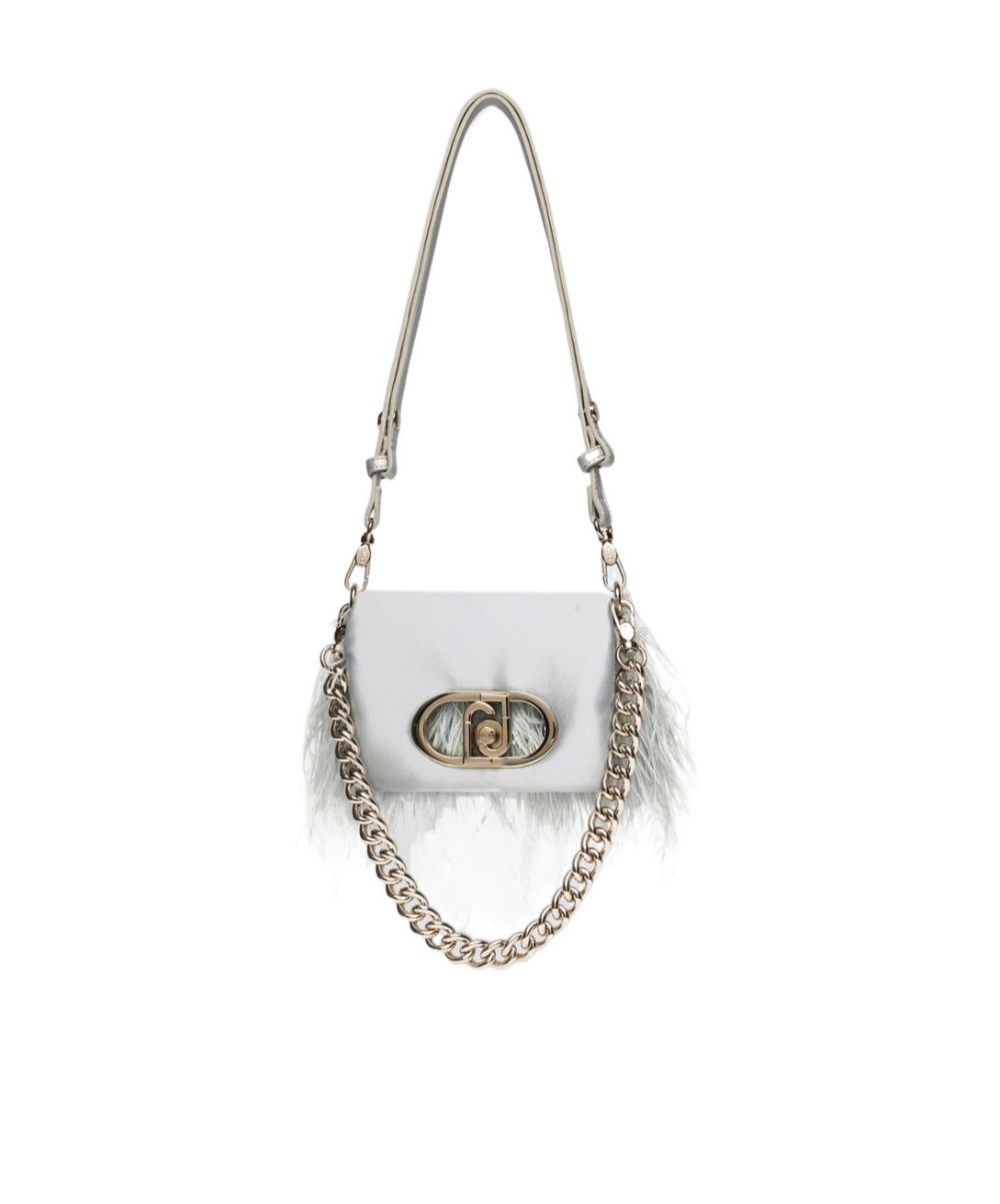 Liu •jo Feather-trimmed Shoulder Bag In White