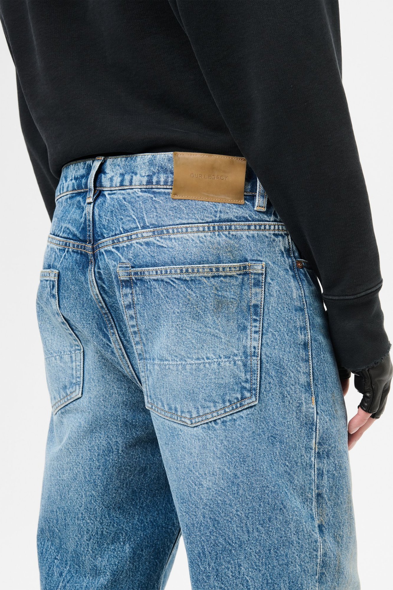 Our Legacy Mens Third Cut Relaxed Wide Leg Jeans In Blue