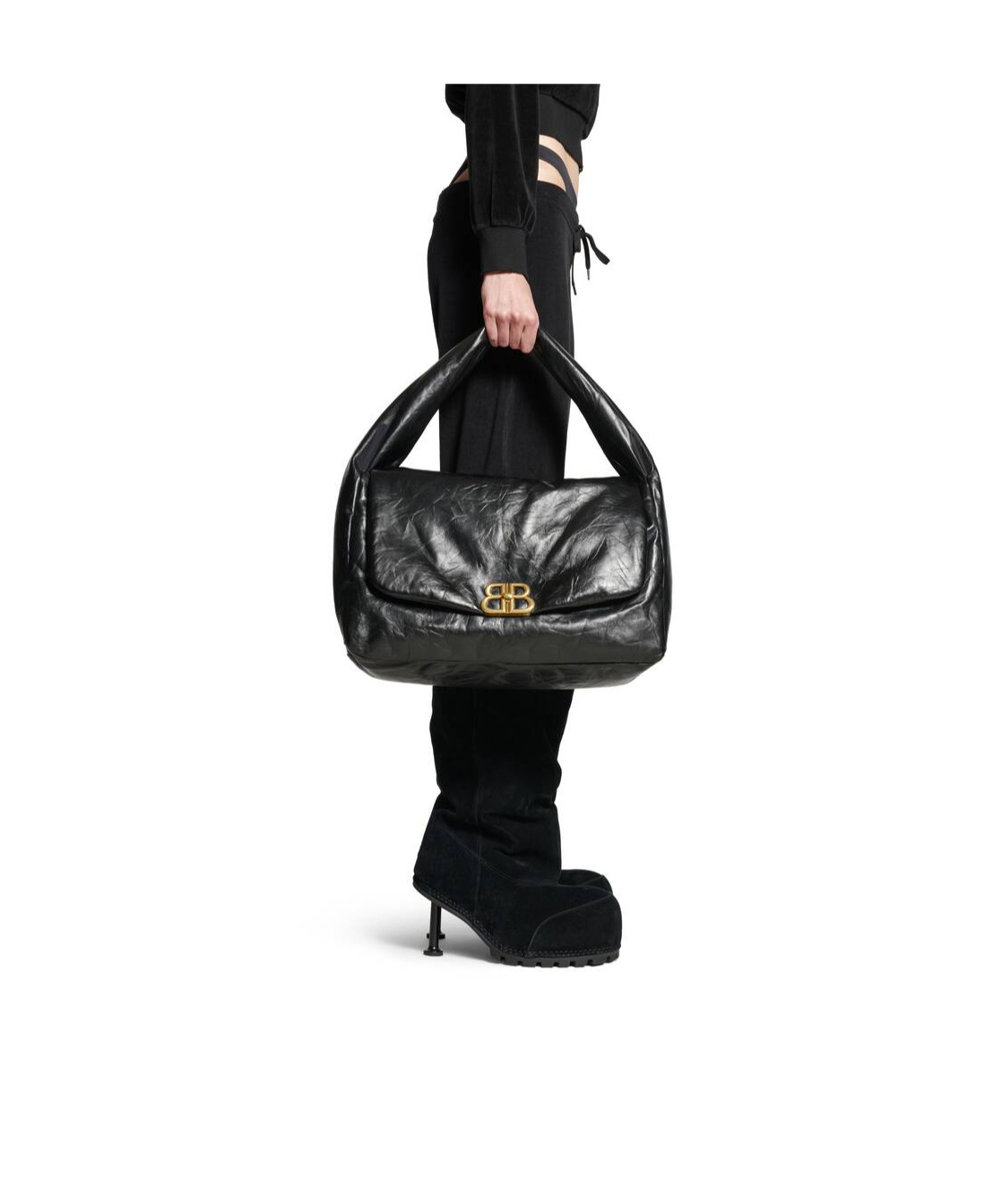 Balenciaga Large Monaco Shoulder Bag In Black