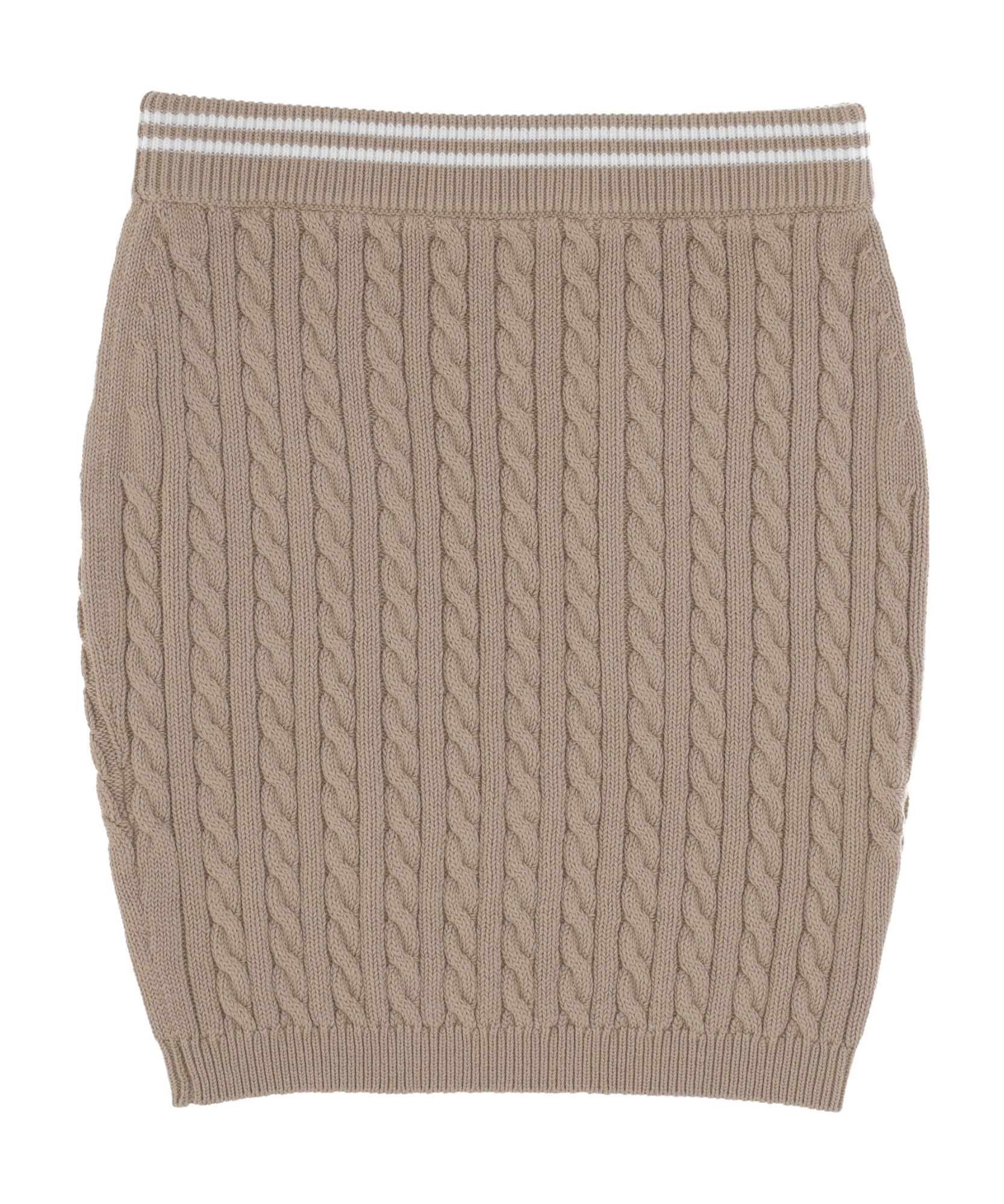 Alessandra Rich Stripe Trim Cable-knitted Mini Skirt In Nude