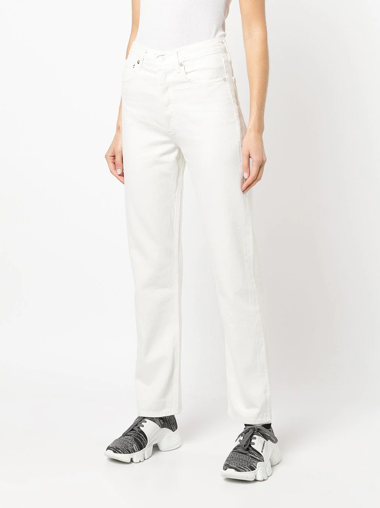Agolde Luna Pieced Cotton Denim Baggy Jeans In White