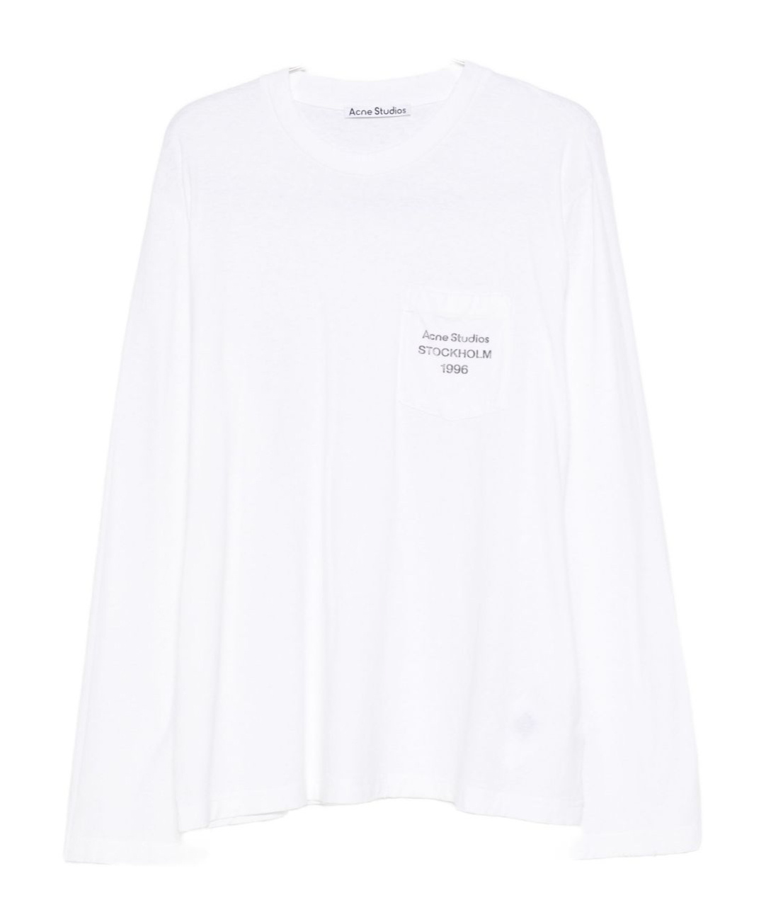 Acne Studios Long Sleeve Crew Neck Logo T-shirt With Pocket In White