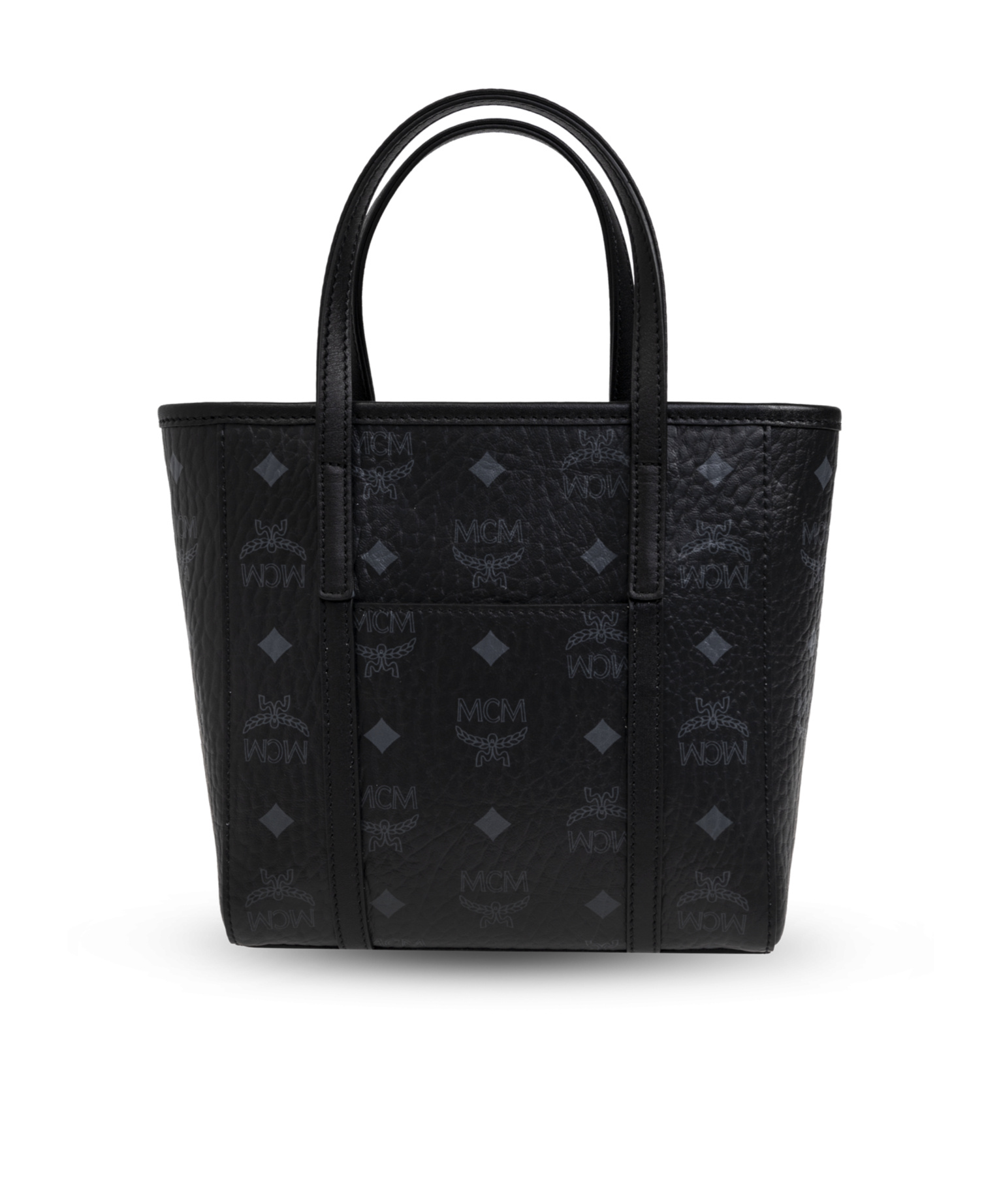 Mcm Signature Pattern Shoulder Bag In Black