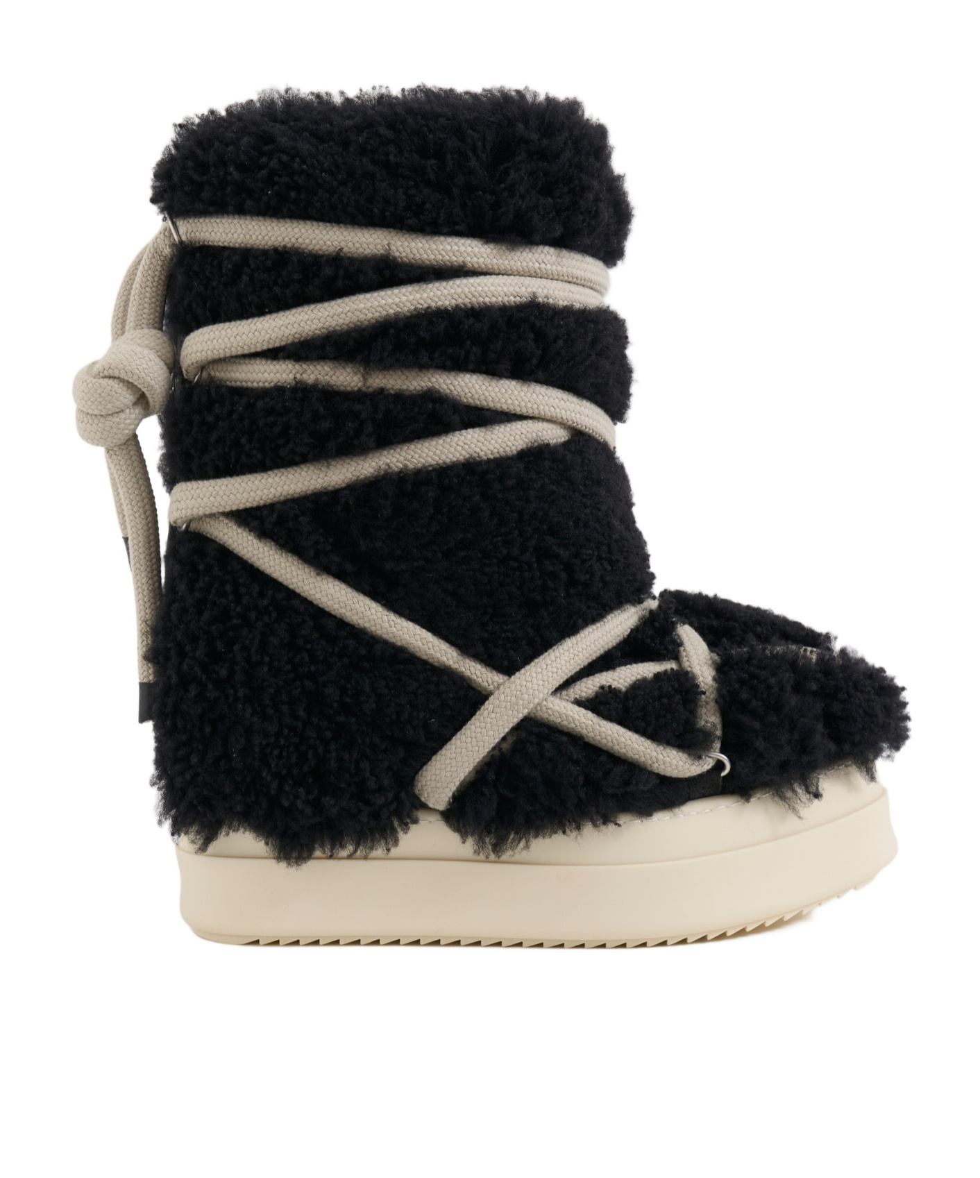 Rick Owens Lace-up Shearling Boots In Black