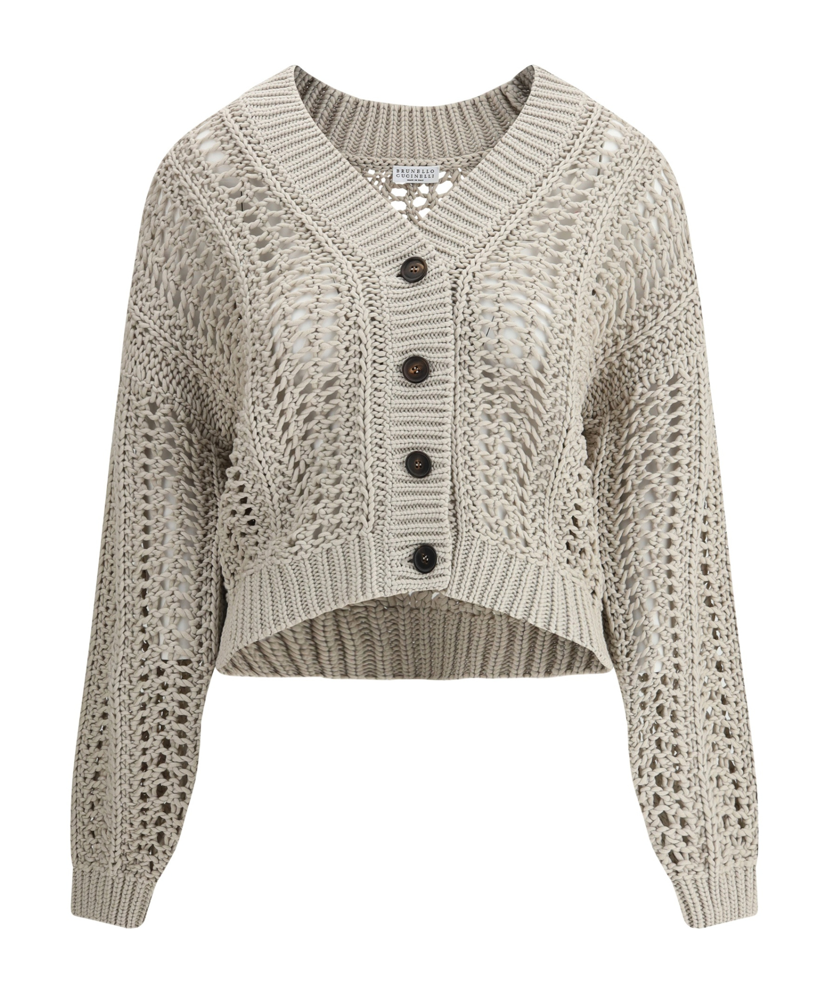 Brunello Cucinelli Cardigan In Perforated Women's Knit In Nude