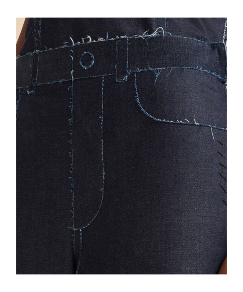 Marni Wide Leg Cotton Jeans With Raw Finish In Blue Black