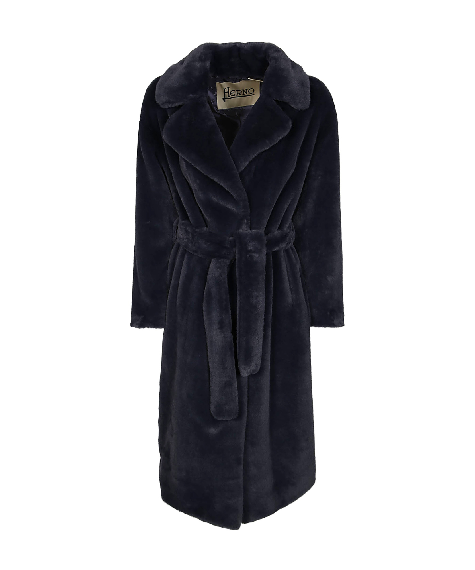 Herno Waist-strap Coat In Black