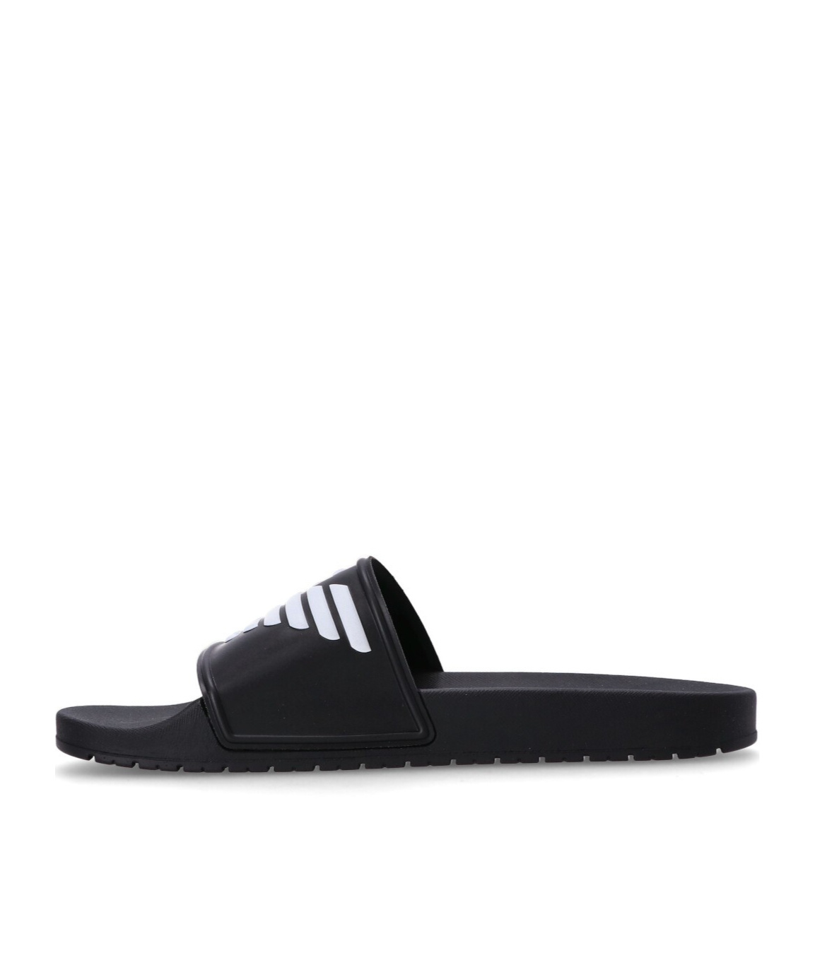 Emporio Armani Logo-embossed Ridged-sole Slides In Black