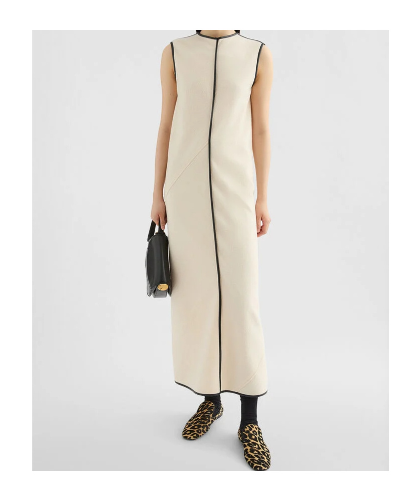 Jil Sander Contrasting-trim Maxi Dress In Neutral