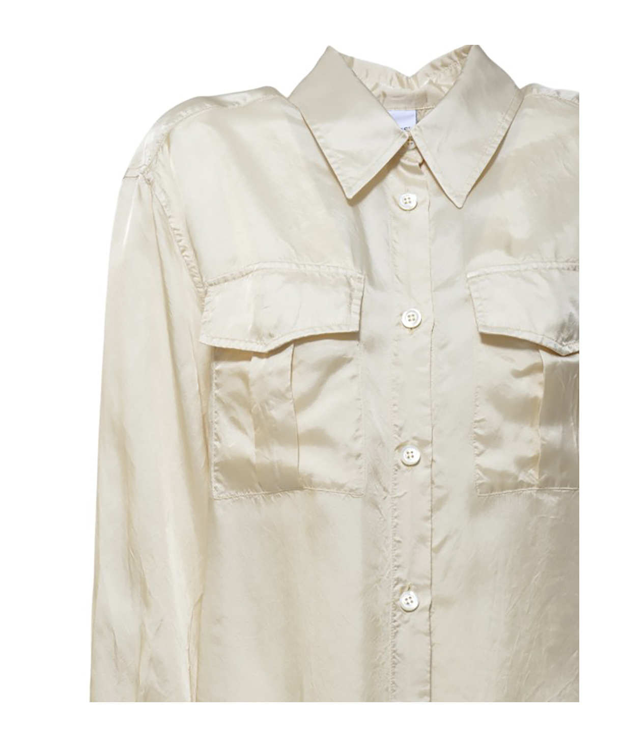 Aspesi Ecru Viscose Satin Blouse In Nude