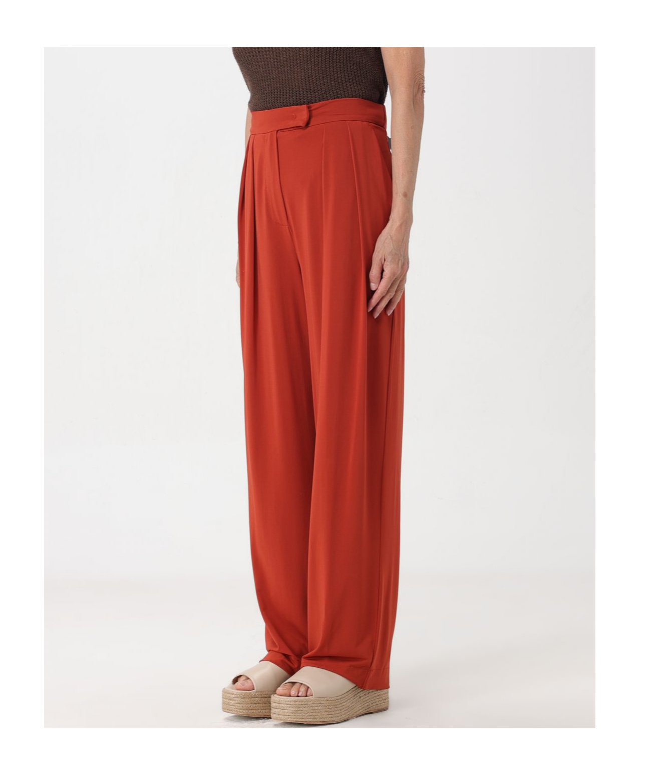Max Mara Plain Knit Crepe Trousers In Red